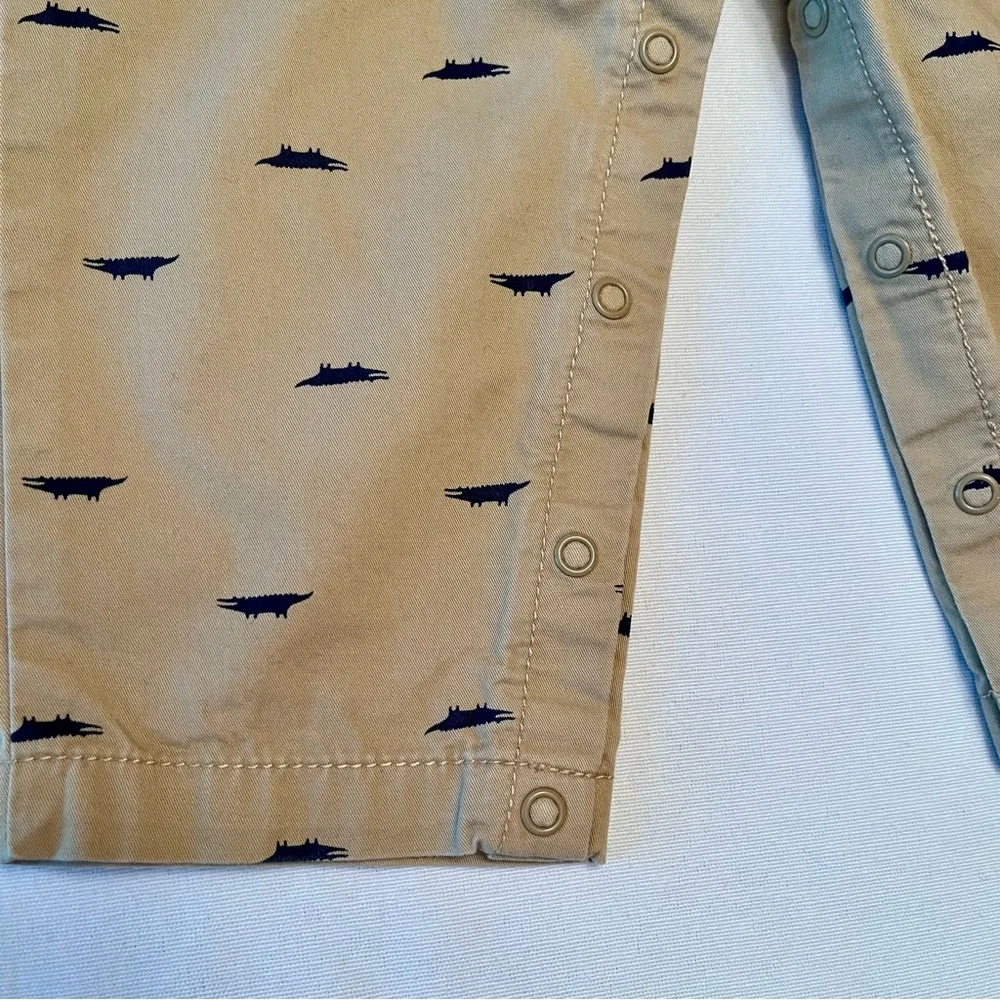 Carters 18M Overall Bibs Alligator Crocodile Coastal Fish Nautical Preppy Print